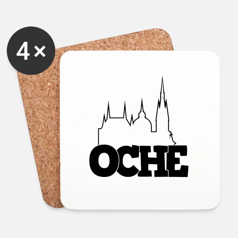 Oche Aachen Euregio Aachener Dom - Untersetzer (4er-Set) - Weiß