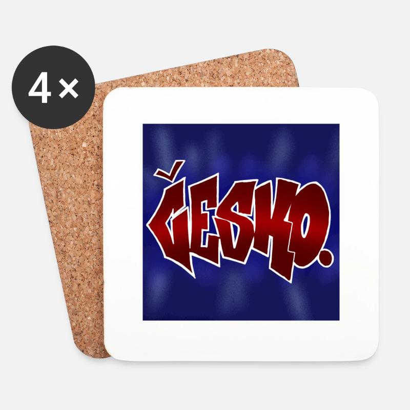 Česko Graffiti Design - Untersetzer (4er-Set) - Weiß