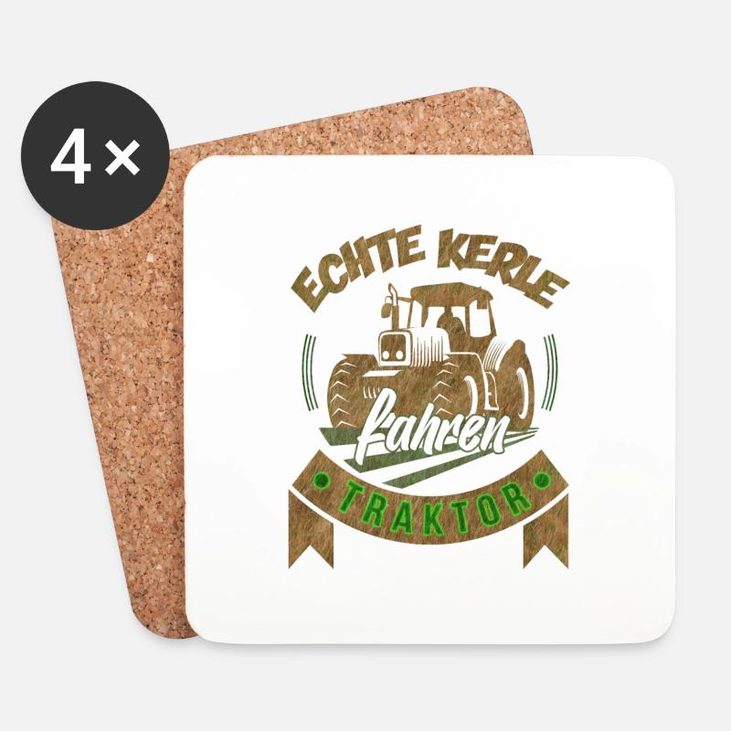 Echte Kerle fahren Traktor Landwirt Bauer Geschenk - Untersetzer (4er-Set) - Weiß