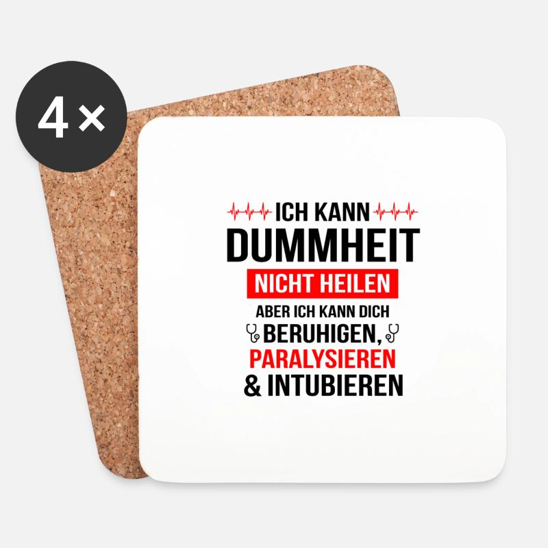 Notarzt Rettungsdienst Spruch Beruf Geschenk - Untersetzer (4er-Set) - Weiß