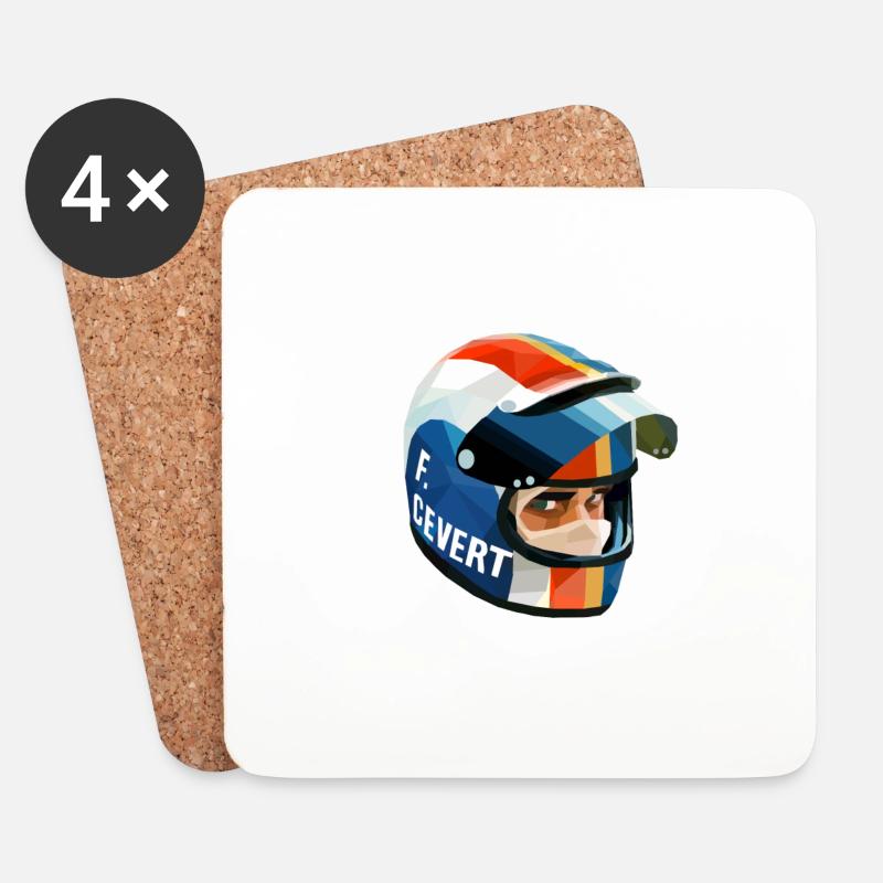 Francois Cevert Helmet - Dessous de verre (lot de 4) - blanc