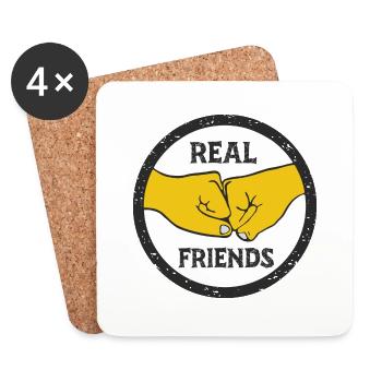 Real Friends - true friends - Coasters (set of 4) - white - Front