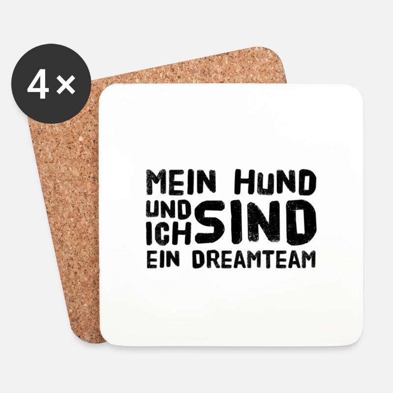 Mein Hund und ich sind ein Dreamteam. - Untersetzer (4er-Set) - Weiß