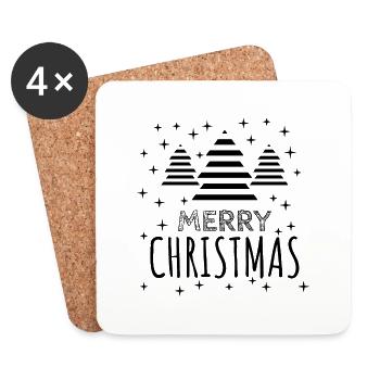 MERRY CHRISTMAS - Frohe Weihnachten - Coasters (set of 4) - white - Front