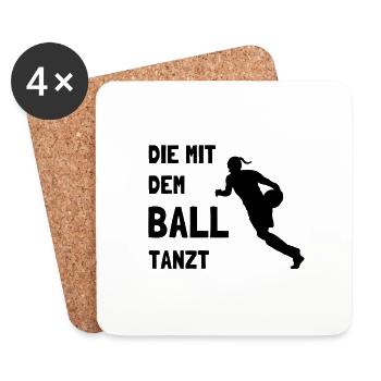 Basketballerin! Die mit dem Basketball tanzt! - Untersetzer (4er-Set) - Weiß - Vorne