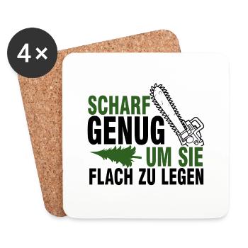 Holzarbeiter Holzfäller Motorsäge Förster - Untersetzer (4er-Set) - Weiß - Vorne