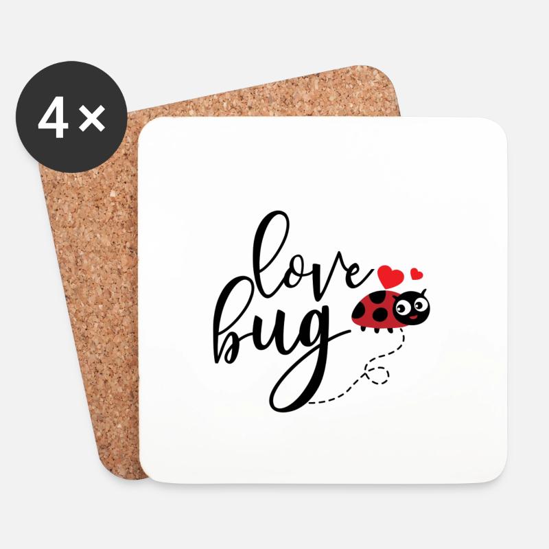Love bug - Dessous de verre (lot de 4) - blanc