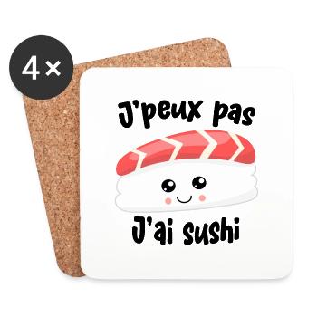 T shirt Sushi Je peux pas J'ai Sushi humour cadeau - Dessous de verre (lot de 4) - blanc - Devant