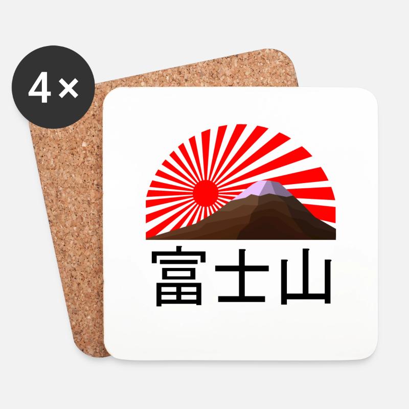 Sonne geht über dem Berg Fuji auf - Untersetzer (4er-Set) - Weiß