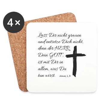 Der Herr Dein Gott Bibelvers Spruch Josua Jesus - Untersetzer (4er-Set) - Weiß - Vorne