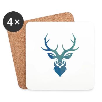 Deer antlers forest hunter stag head deer antlers - Coasters (set of 4) - white - Front