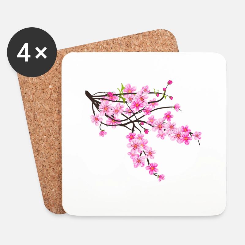 Sakura Blume - Untersetzer (4er-Set) - Weiß