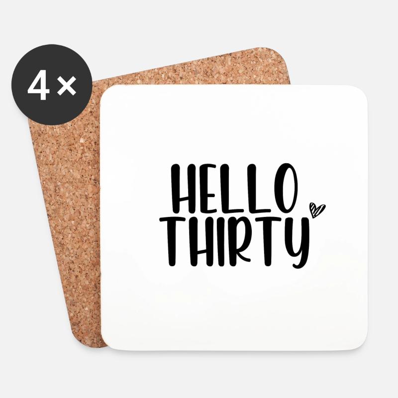 Hello Thirty - Untersetzer (4er-Set) - Weiß