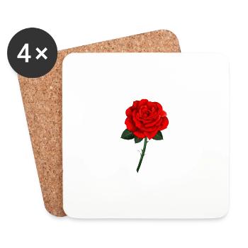 rote Rose - Untersetzer (4er-Set) - Weiß - Vorne