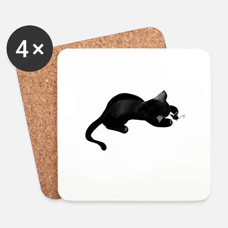 Katze - Untersetzer (4er-Set) - Weiß