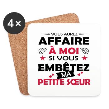 Si vous embêtez ma petite Sœur - Dessous de verre (lot de 4) - blanc - Devant