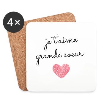 T Shirt je t'aime grande soeur - Dessous de verre (lot de 4) - blanc - Devant