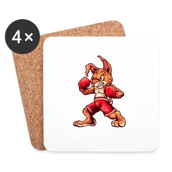 Lapin fort avec des gants de boxe animaux boxer - Dessous de verre (lot de 4) - blanc - Devant