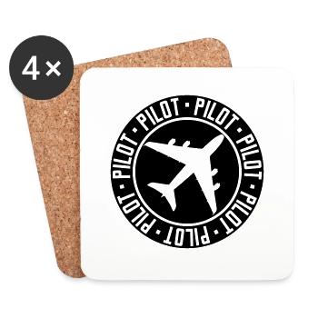 Schild Stempel Pilot - Untersetzer (4er-Set) - Weiß - Vorne