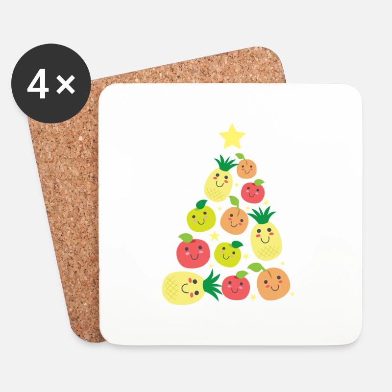 Gesunder fruchtiger Weihnachtsbaum - Untersetzer (4er-Set) - Weiß