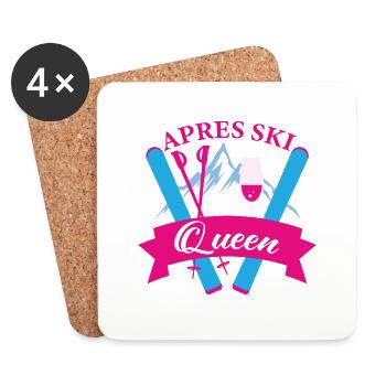 Apres ski queen skiing mountains gift - Coasters (set of 4) - white - Front