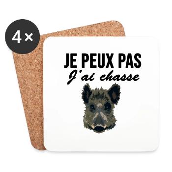 Je peux pas j ai chasse sanglier - Dessous de verre (lot de 4) - blanc - Devant