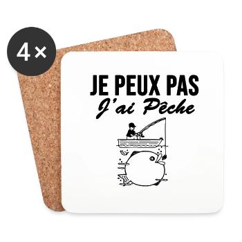 Je peux pas j ai pêche poisson - Dessous de verre (lot de 4) - blanc - Devant