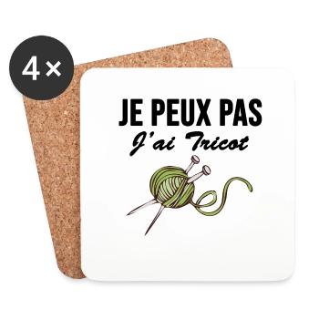 Je peux pas j ai tricot - Dessous de verre (lot de 4) - blanc - Devant
