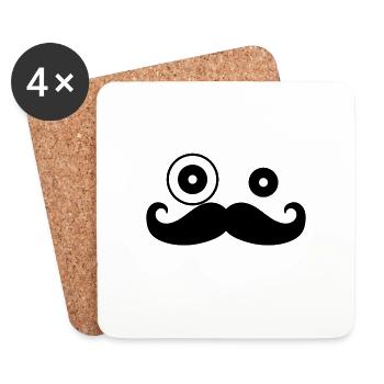 Mustache man - Coasters (set of 4) - white - Front