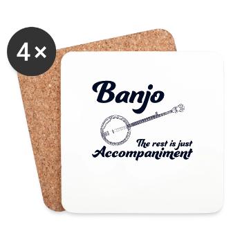 Banjo Bluegrass Music Traditional Funny Gift - Coasters (set of 4) - white - Front