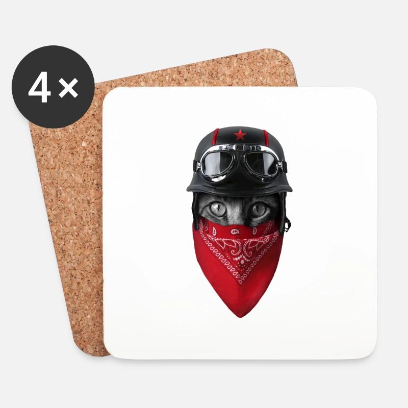 Katzen Bandana - Untersetzer (4er-Set) - Weiß