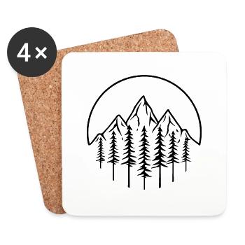 Mountains, forests, camping and wilderness adventure - Coasters (set of 4) - white - Front