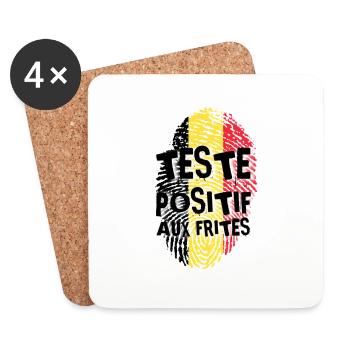 Testé positif aux frites - Dessous de verre (lot de 4) - blanc - Devant