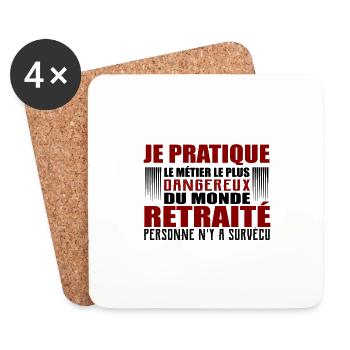 t shirt métier dangereux cadeau retraité homme - Dessous de verre (lot de 4) - blanc - Devant