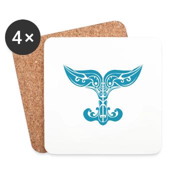 Maori Whale Tail Polynésie Tribal Tattoo Gift - Dessous de verre (lot de 4) - blanc - Devant