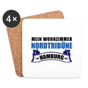 Mein Wohnzimmer Nordtribüne Hamburg - Untersetzer (4er-Set) - Weiß - Vorne