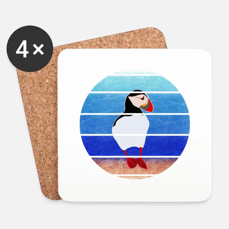 Papageientaucher - Puffin - vintage - retro - Untersetzer (4er-Set) - Weiß