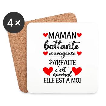 Maman battante courageuse parfaite - Dessous de verre (lot de 4) - blanc - Devant