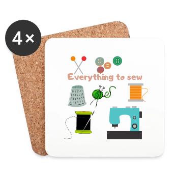 EVEYTHING À SEW - Dessous de verre (lot de 4) - blanc - Devant