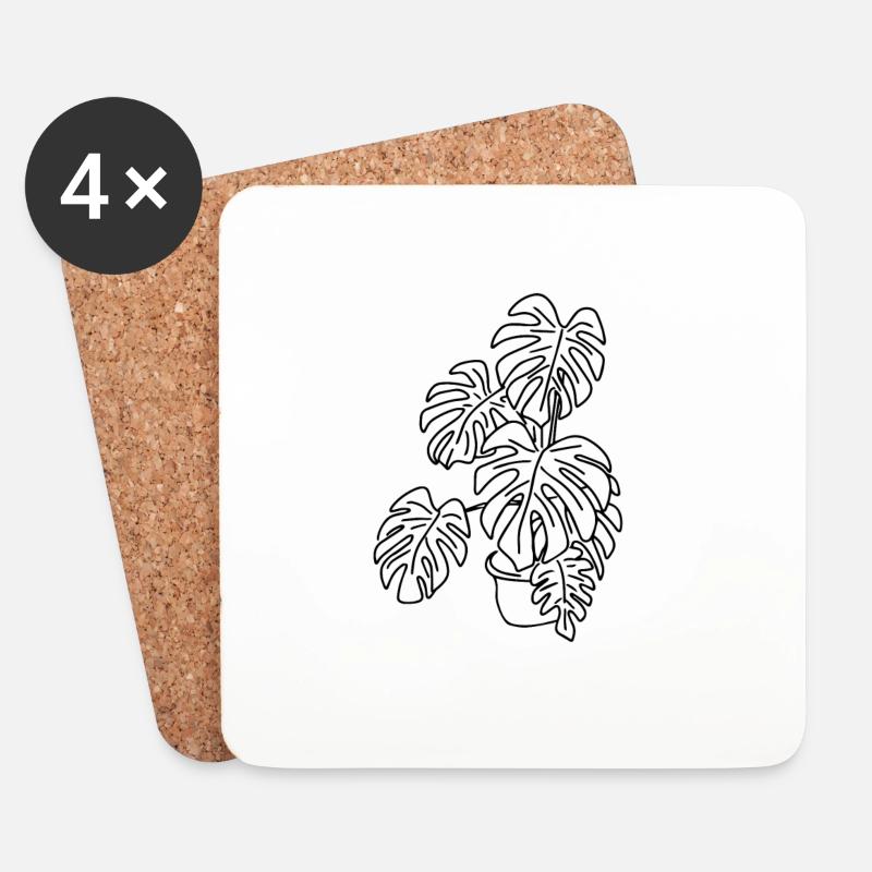 Monstera - Coasters (set of 4) - white