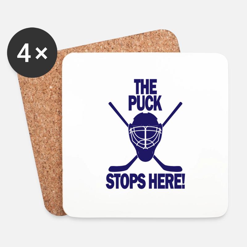 The Puck Stops here Eishockey Eishockeyspieler - Untersetzer (4er-Set) - Weiß