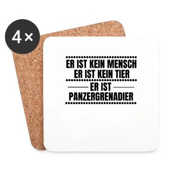 Er ist kein mensch kein tier ist Panzergrenadier - Untersetzer (4er-Set) - Weiß - Vorne