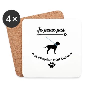 chien mignon - je peux pas - Dessous de verre (lot de 4) - blanc - Devant