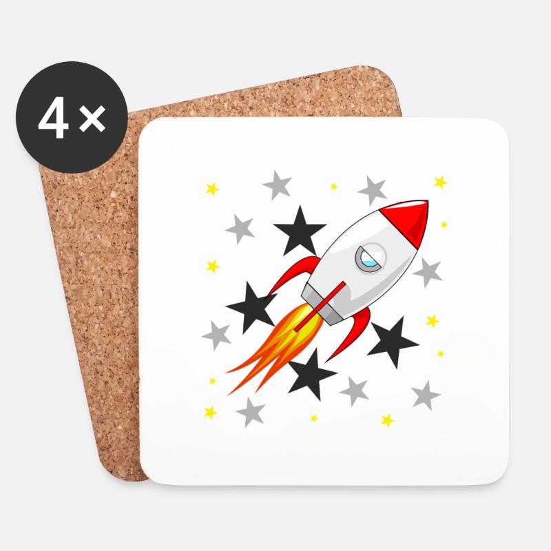 Rakete 1 - Untersetzer (4er-Set) - Weiß