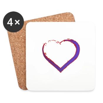 Logo coeur violet - Dessous de verre (lot de 4) - blanc - Devant