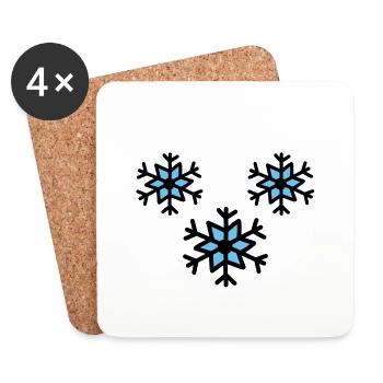 flocons de neige - flocons de neige dessin - Dessous de verre (lot de 4) - blanc - Devant