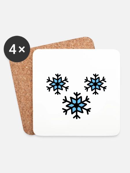 Schneeflocken - Schneeflocken zeichnen - Untersetzer (4er-Set) - Weiß