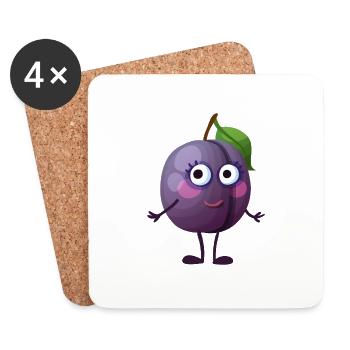 Cute Plum Smile - Coasters (set of 4) - white - Front