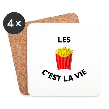 Les frites c'est la vie ! french fries - Dessous de verre (lot de 4) - blanc - Devant