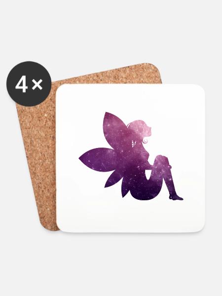 Fairy / elf gift idea - Coasters (set of 4) - white